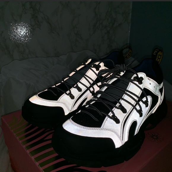 GUCCI X SEGA Mesh Technical Canvas Calfskin Reflective Mens Flashtrek Sneakers - Picture 9 of 15